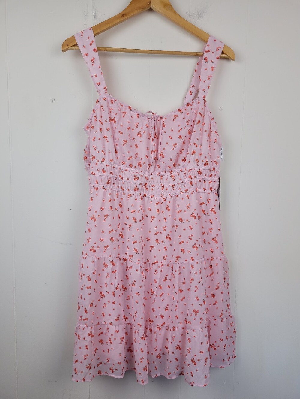 Bloom Girl Large Pink Floral Tiered Short Dress NWT